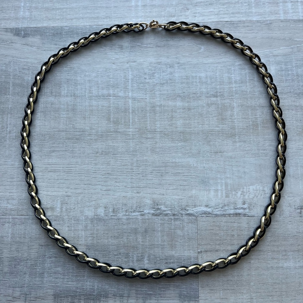 AVON Vintage Goldtone & Black Double Link Necklace